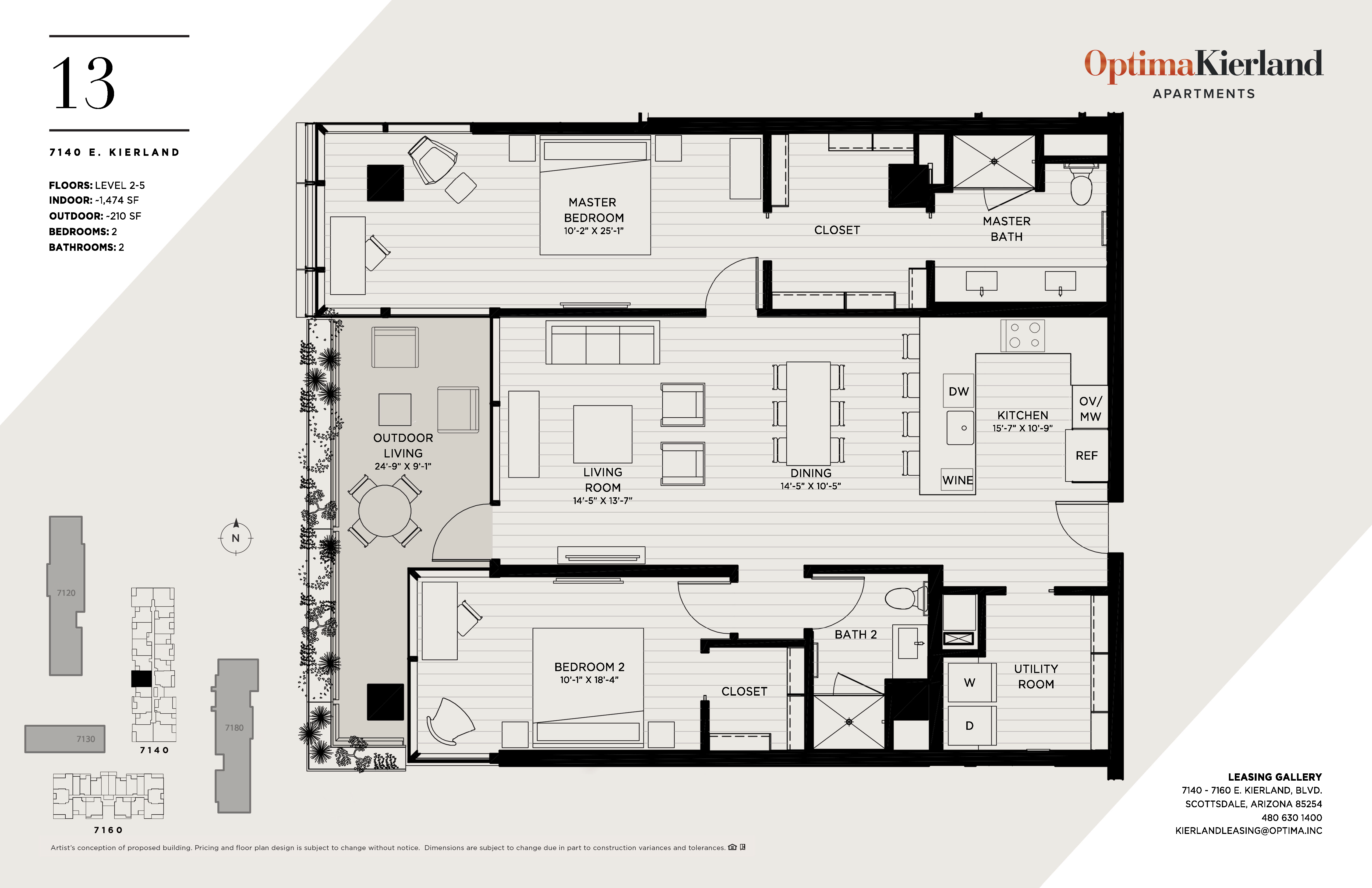 Floor plan for 2 beds, 2 baths, 1474 sqft